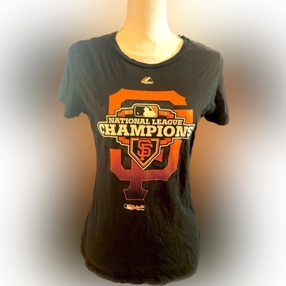 Majestic Tops - Majestic MLB San Francisco Giants 2012 National League Champs T-Shirt Size Large
